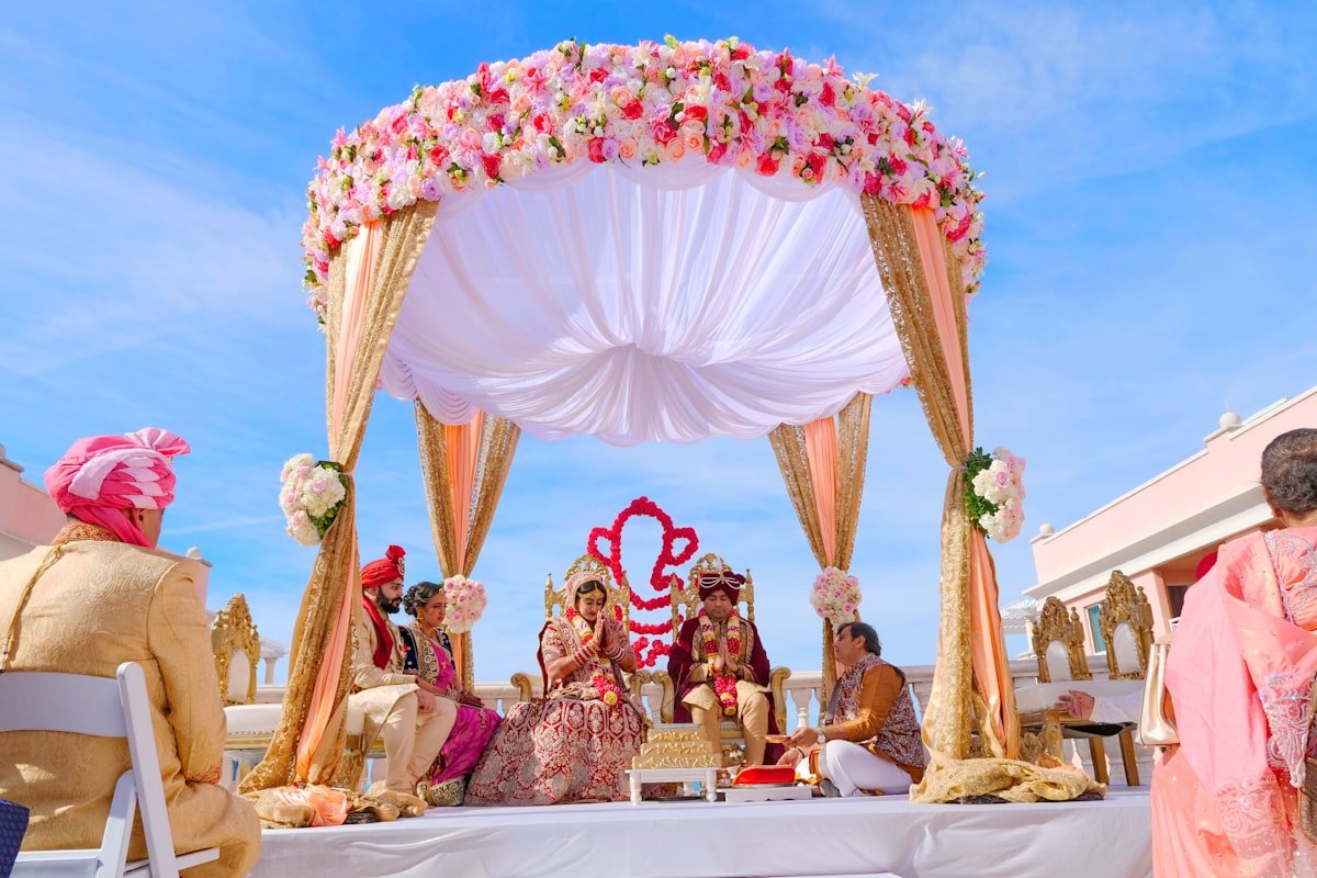Indian wedding ceremony at the mandap